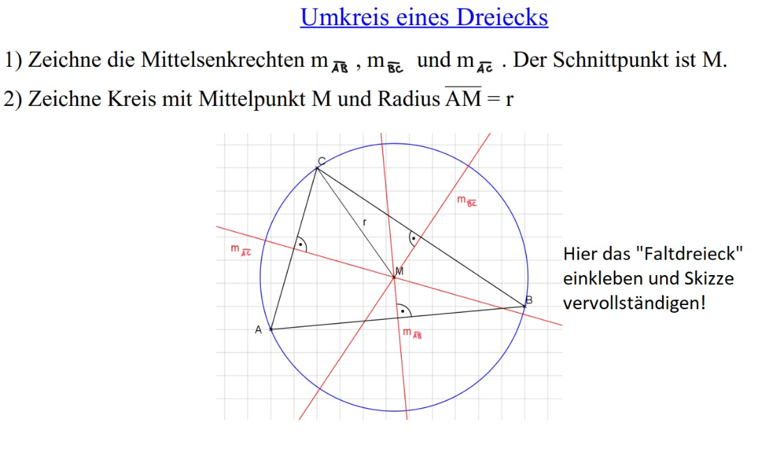 Übernimm den Hefteintrag. Klebe dein "Faltdreieck" darin ein und vervollständige es.