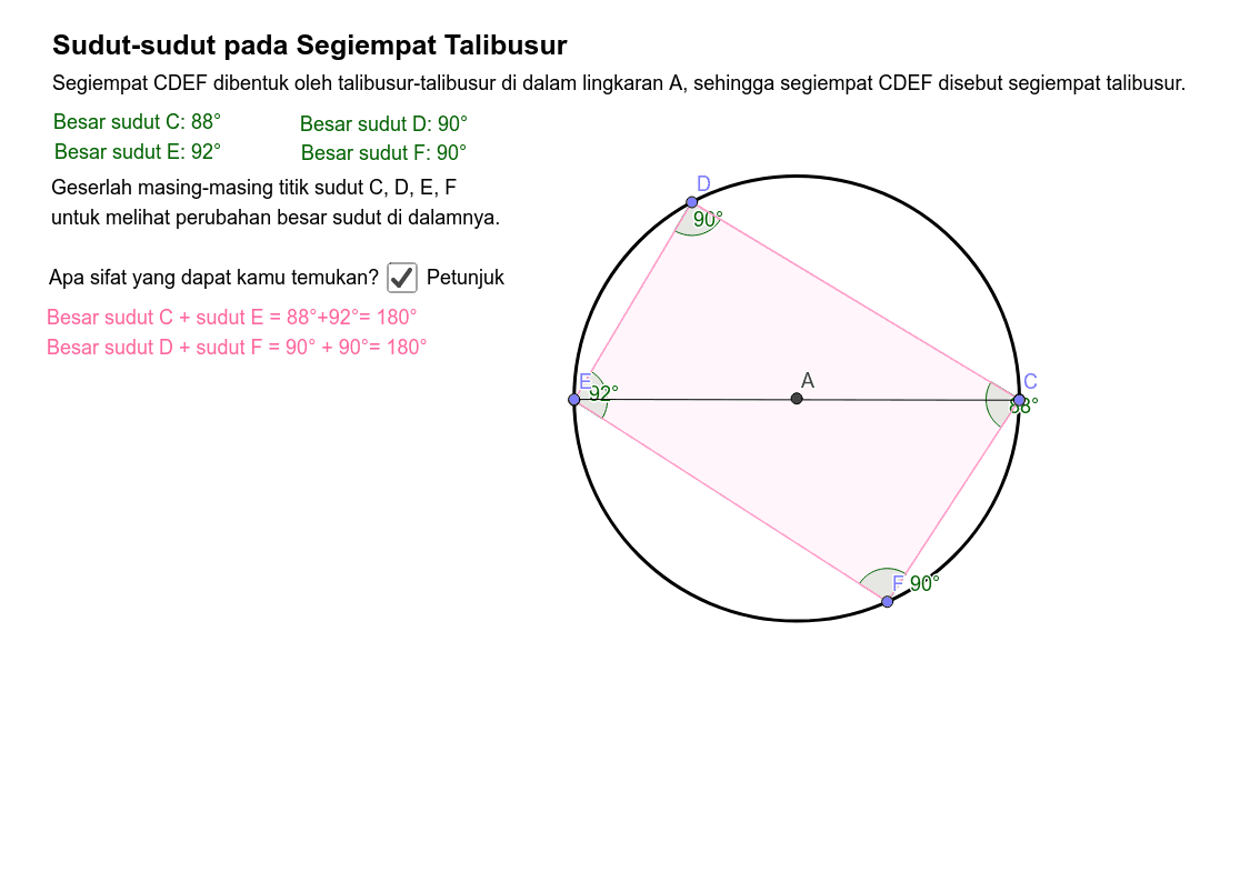 Sudut Pada Segiempat Talibusur Geogebra