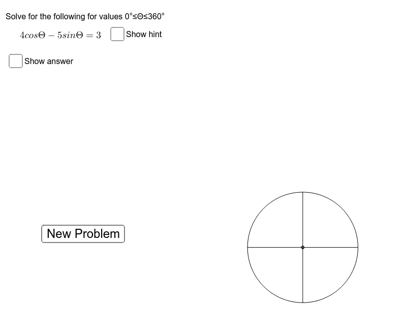 Practice Solve Trig Eqn in form of AcosxBsinx=C GeoGebra