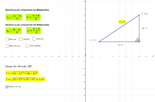 Mittelpunkt und Läge einer Strecke – GeoGebra