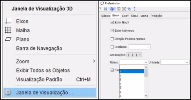 [justify][size=85]Figura 3: Opção de exibir os rótulos dos eixos no GeoGebra. Fonte: Raiane Lemke, 2017.[/size][/justify]