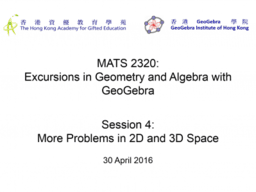 MATS2320 Session 4: More Problems in 2D and 3D Space