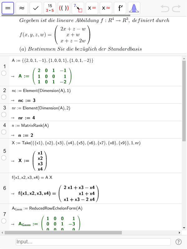 Kern und Bild einer linearen Abbildung GeoGebra