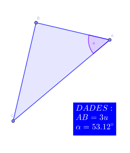 Observa el següent triangle rectangle. Digues tota la informació que siguis capaç d'esbrinar a partir de les dades. Impressiona'm!