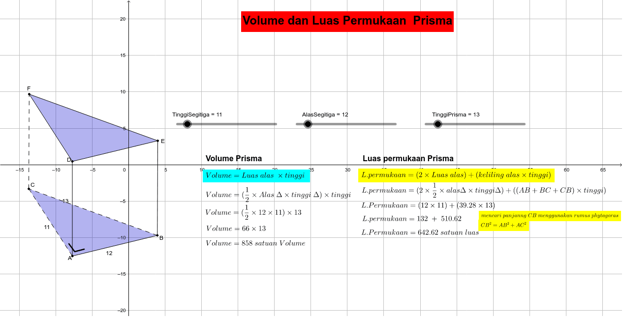 Volume dan Luas Permukaan Prisma - GeoGebra