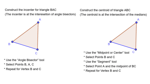 Incenter and Centroid Construction – GeoGebra