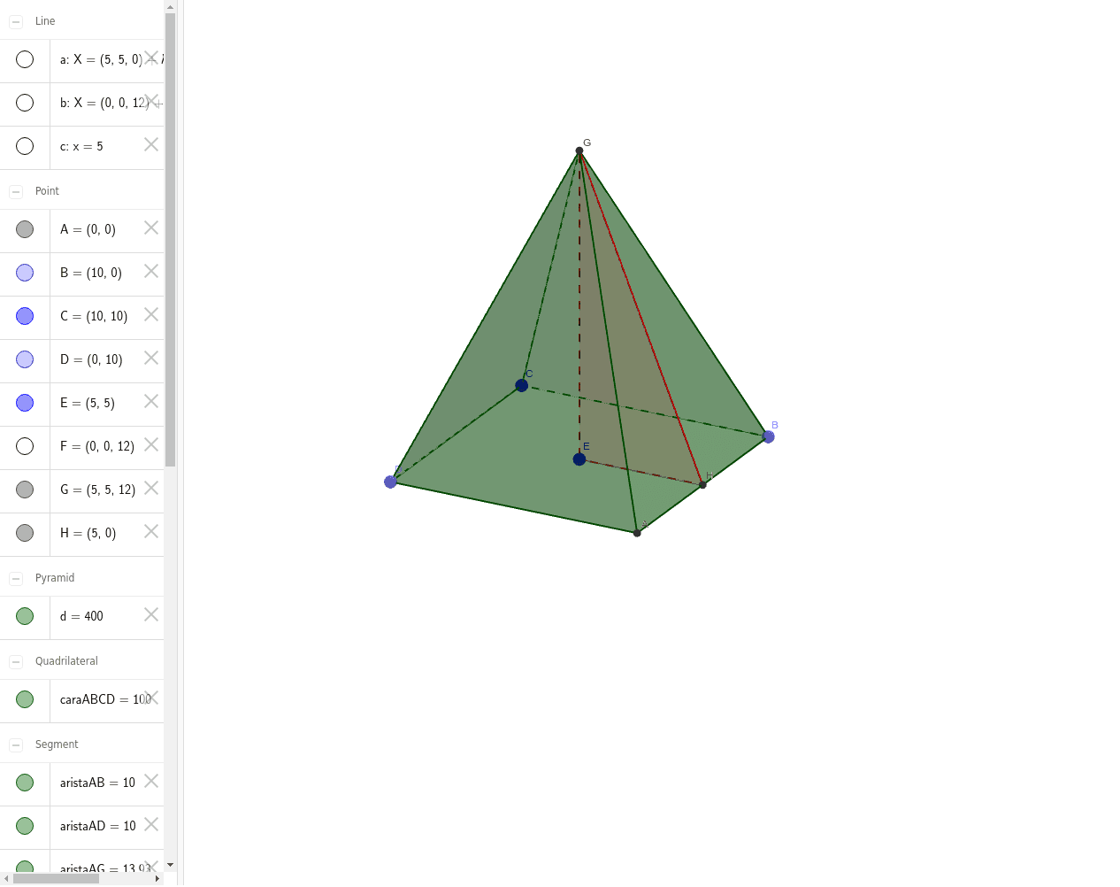 Pirámide cuadrangular GeoGebra Pirámide cuadrangular GeoGebra