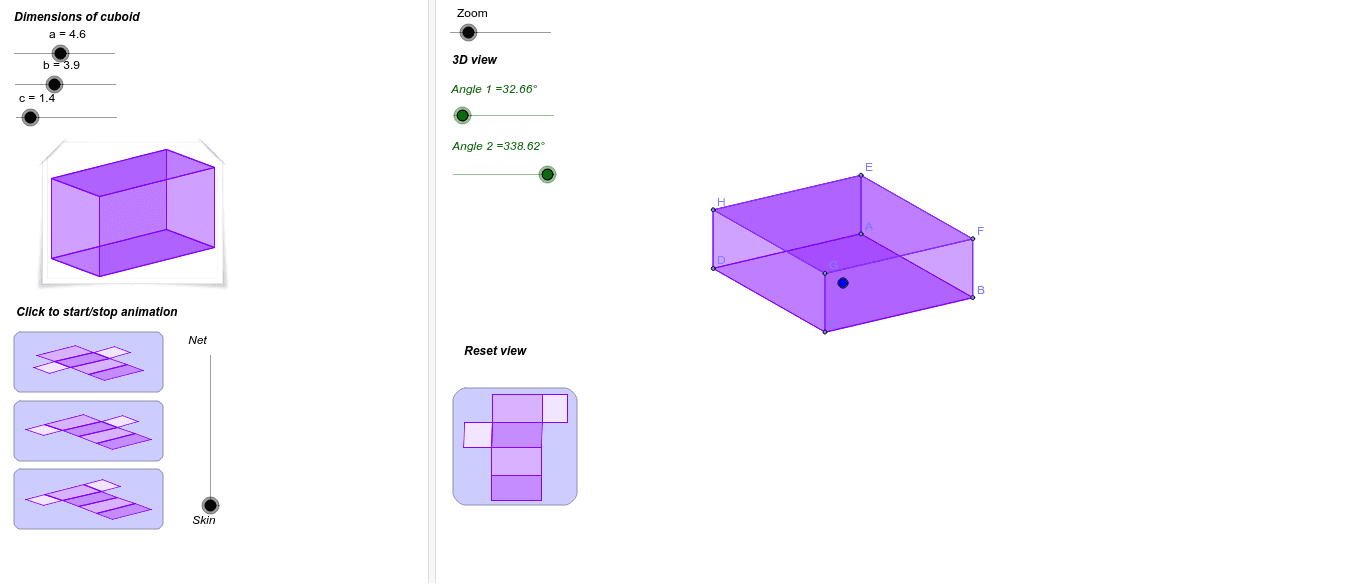 Nets and Skins of Cuboids. GeoGebra