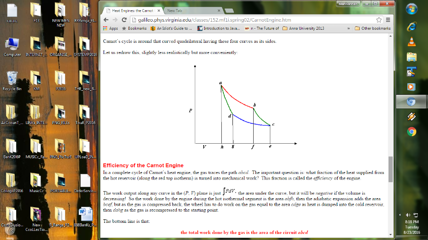 Efficiency of the CARNOT ENGINE