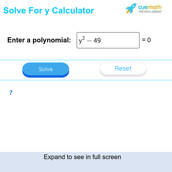 Solve for y calc store