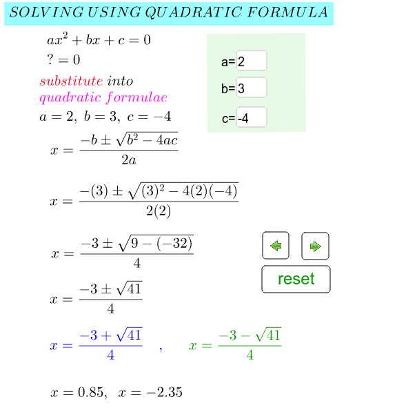 Quadratic Formulae To Solve For X Geogebra