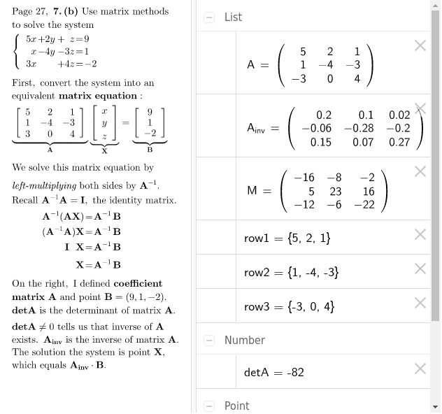 solving matrix equations assignment