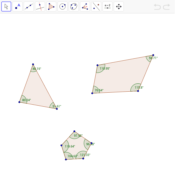Suma de los ángulos interiores de un polígono GeoGebra