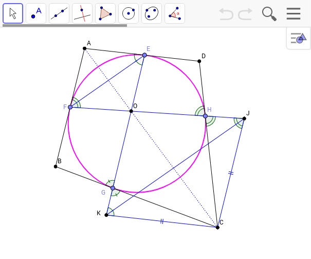 外接四角形の対角線の証明 Geogebra