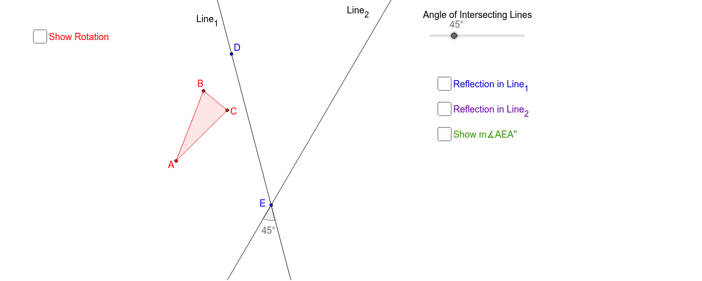 Double Reflection over Intersecting Lines GeoGebra