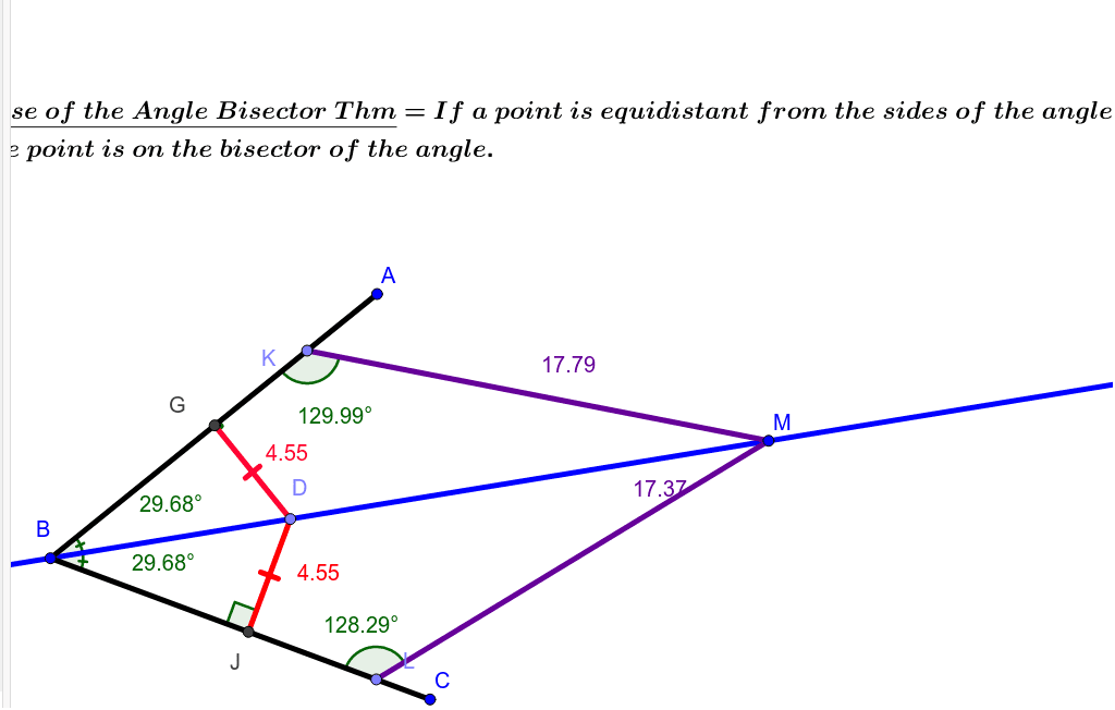Converse Of The Angle Bisector Theorem GeoGebra
