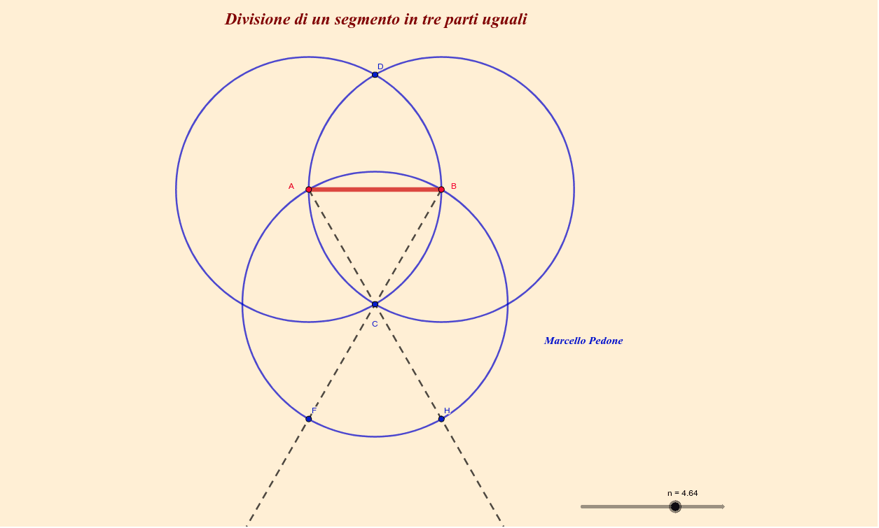 Divisione di un segmento in tre parti uguali GeoGebra Divisione di un segmento in tre parti uguali GeoGebra