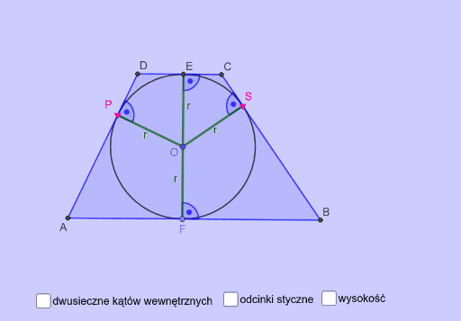 Trapez Wpisany W Okrąg Własności okrąg wpisany w dowolny trapez – GeoGebra