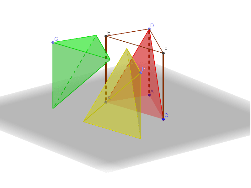 Ein Prisma lässt sich in drei volumengleiche Pyramiden zerlegen. – GeoGebra