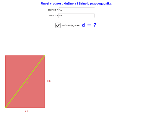 Pravougaonik - dijagonala - reseno – GeoGebra