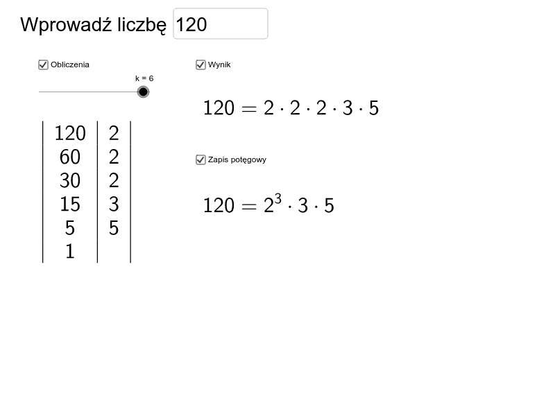 Rozkładanie Liczby Na Czynniki Pierwsze Rozkład na czynniki pierwsze – GeoGebra