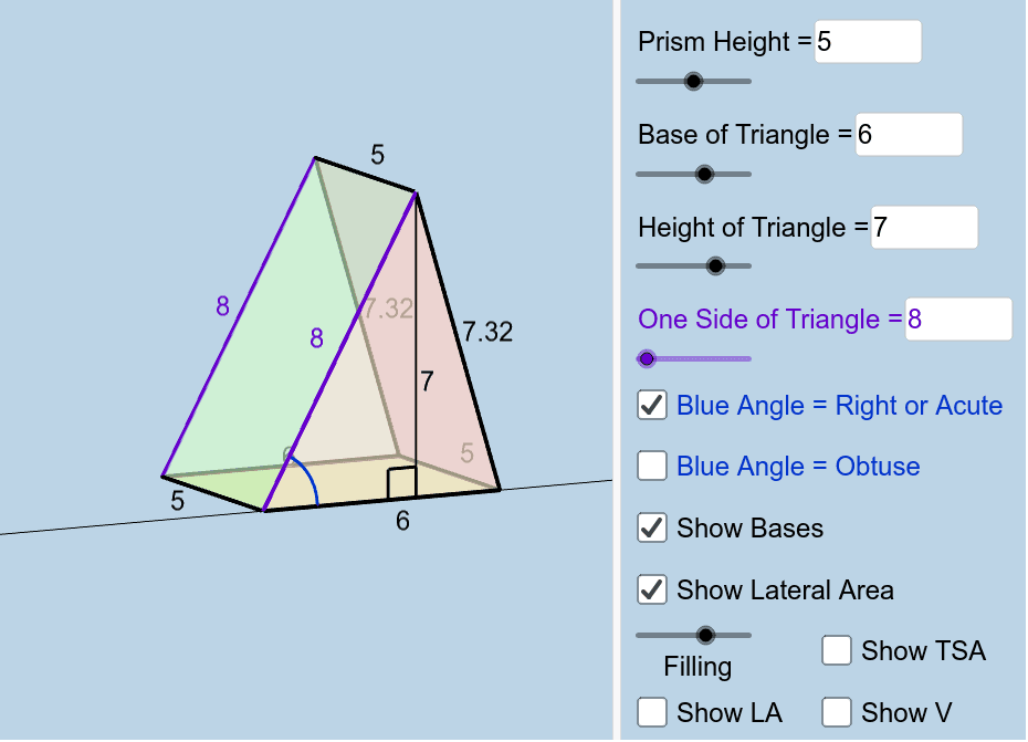 Build Your Own Right Triangular Prism V2 Geogebra
