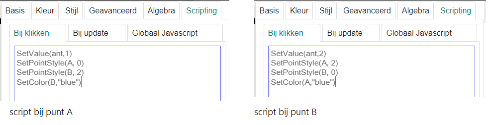 scripts bij de punten A en B