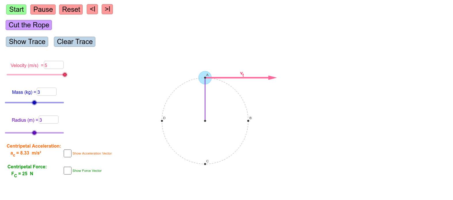 Uniform circular motion geogebra