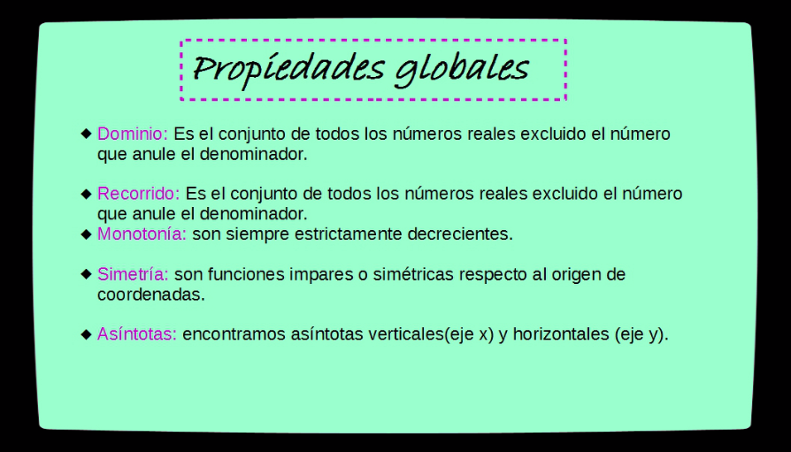 Sus propiedades globales son;