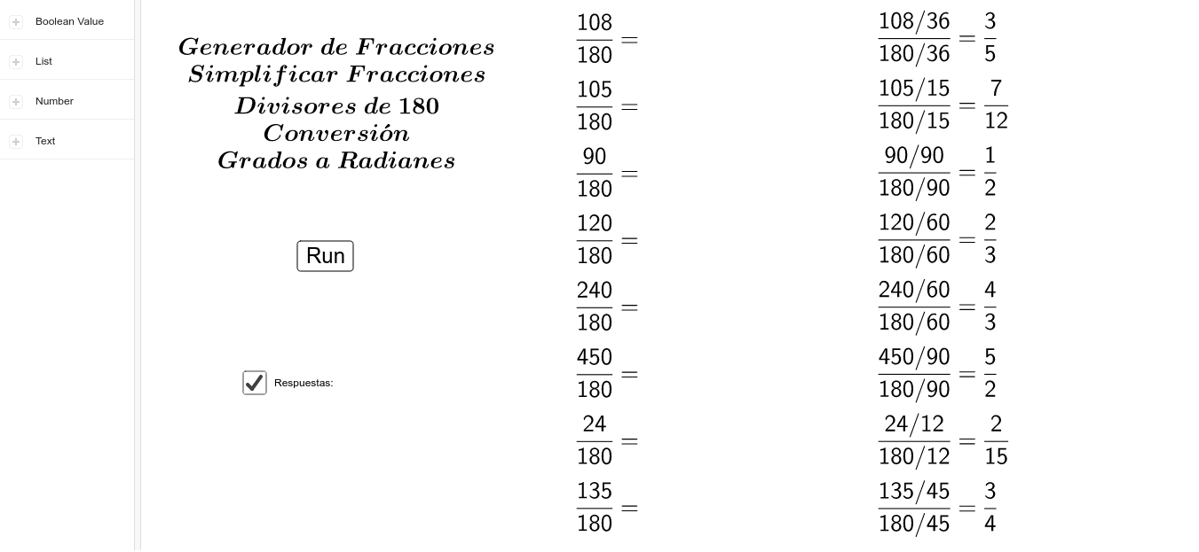 compañero víctima corazón perdido Generador de Fracciones - Simplificar Fracciones - Divisores de 180 - Conversión de Grados a Radianes – GeoGebra compañero víctima corazón perdido Generador de Fracciones - Simplificar Fracciones - Divisores de 180 - Conversión de Grados a Radianes – GeoGebra