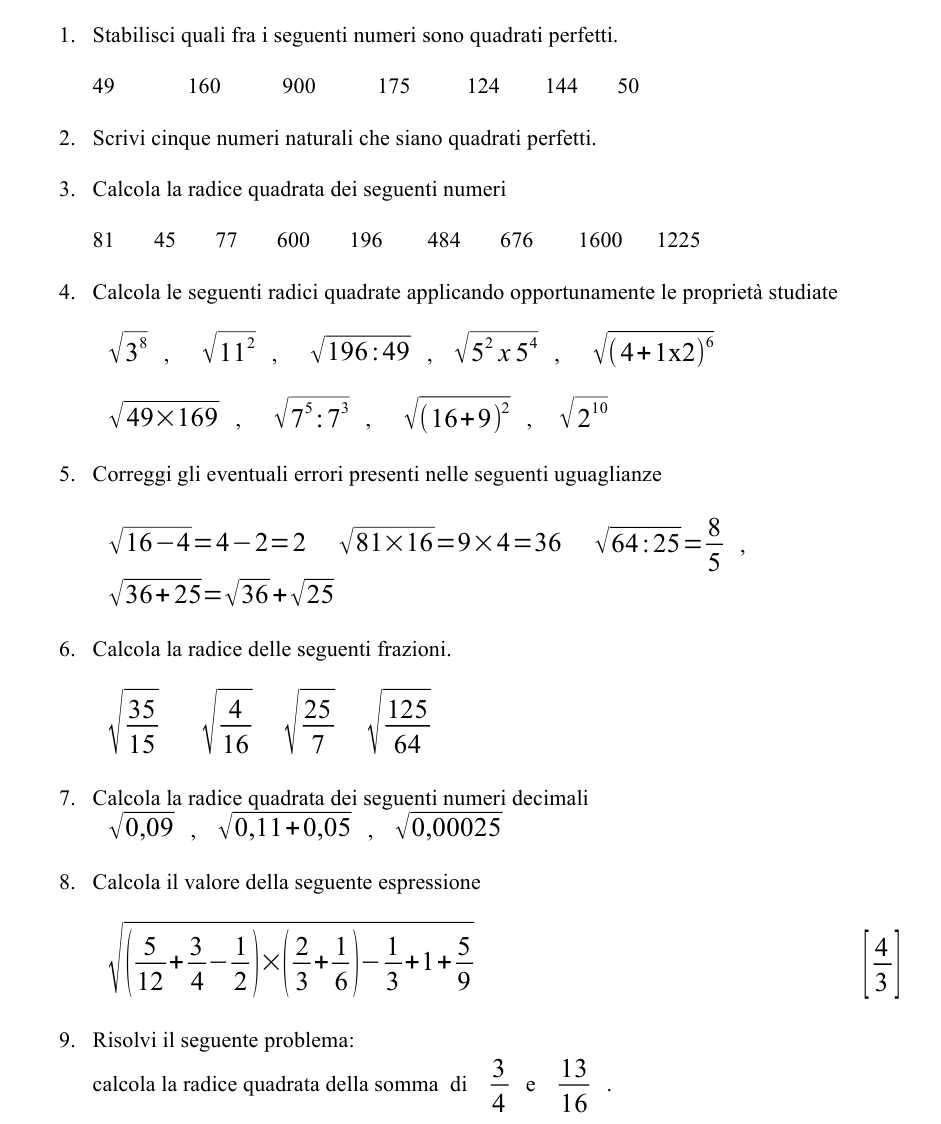 Per maturare i concetti del calcolo della radice quadrata, prova questi esercizi. La [url=https://calcolatricegratis.it/calcolatrice-radice-quadrata-online-tabella/]Calcolatrice radice quadrata online[/url] può esserti utile.