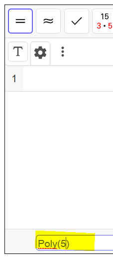Zuerst geben Sie den Befehl für die Erzeugung eines Polynomtextes in die Eingabezeile ein.