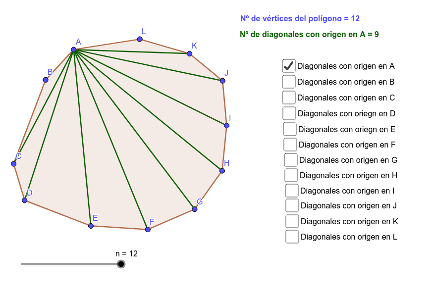 Número de diagonales de un polígono GeoGebra