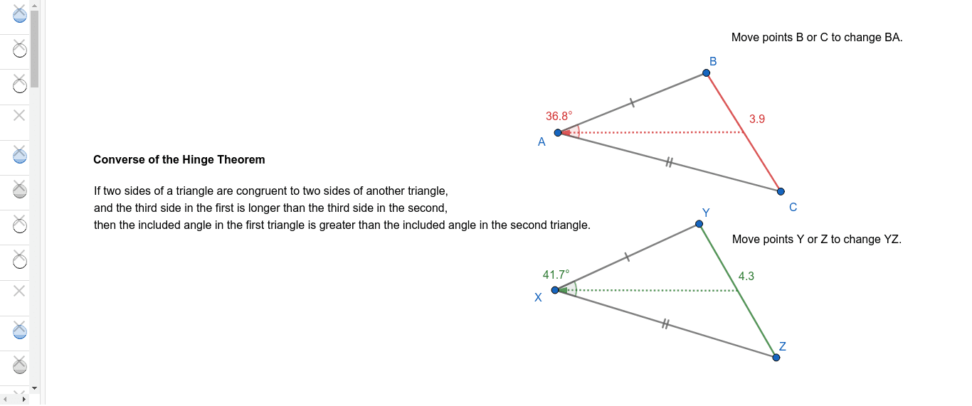 Converse of Hinge Theorem GeoGebra