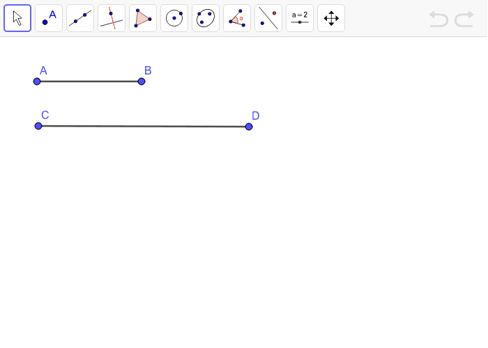 Construct a rectangle with width AB and length CD.