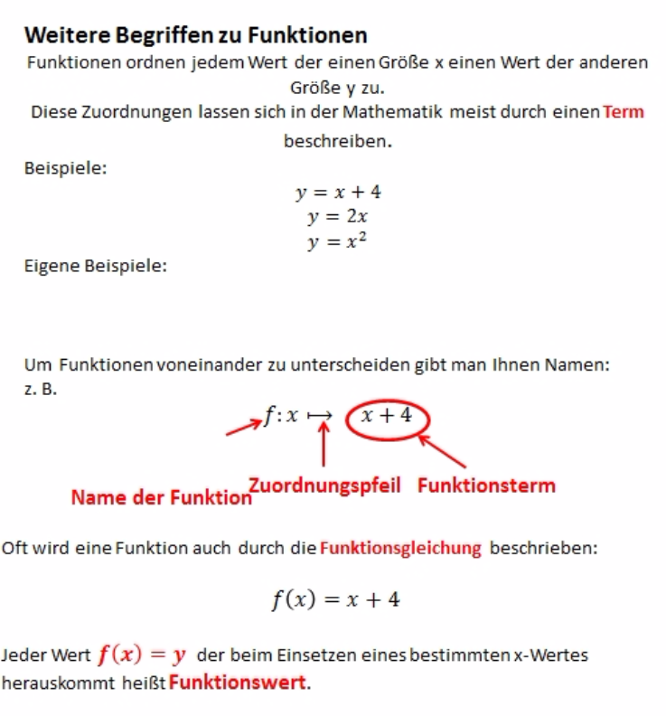 Begriffe zu Funktionen