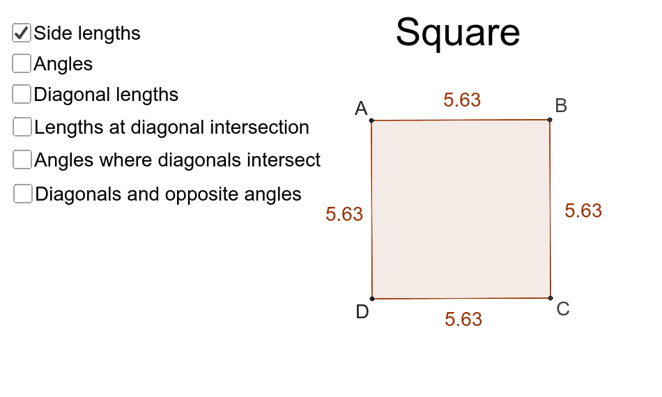 Properties of a Square GeoGebra