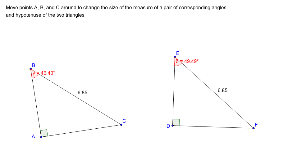 HypotenuseAngle Congruence GeoGebra