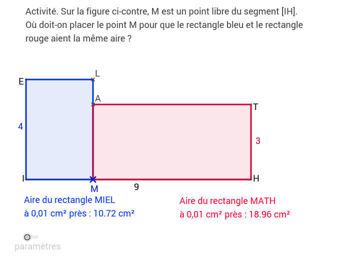 Aires rectangles. Position d'un point. – GeoGebra