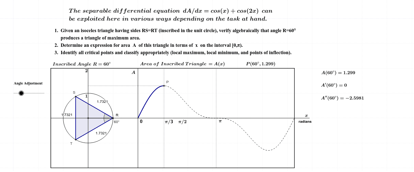Inscribed Triangle Area GeoGebra