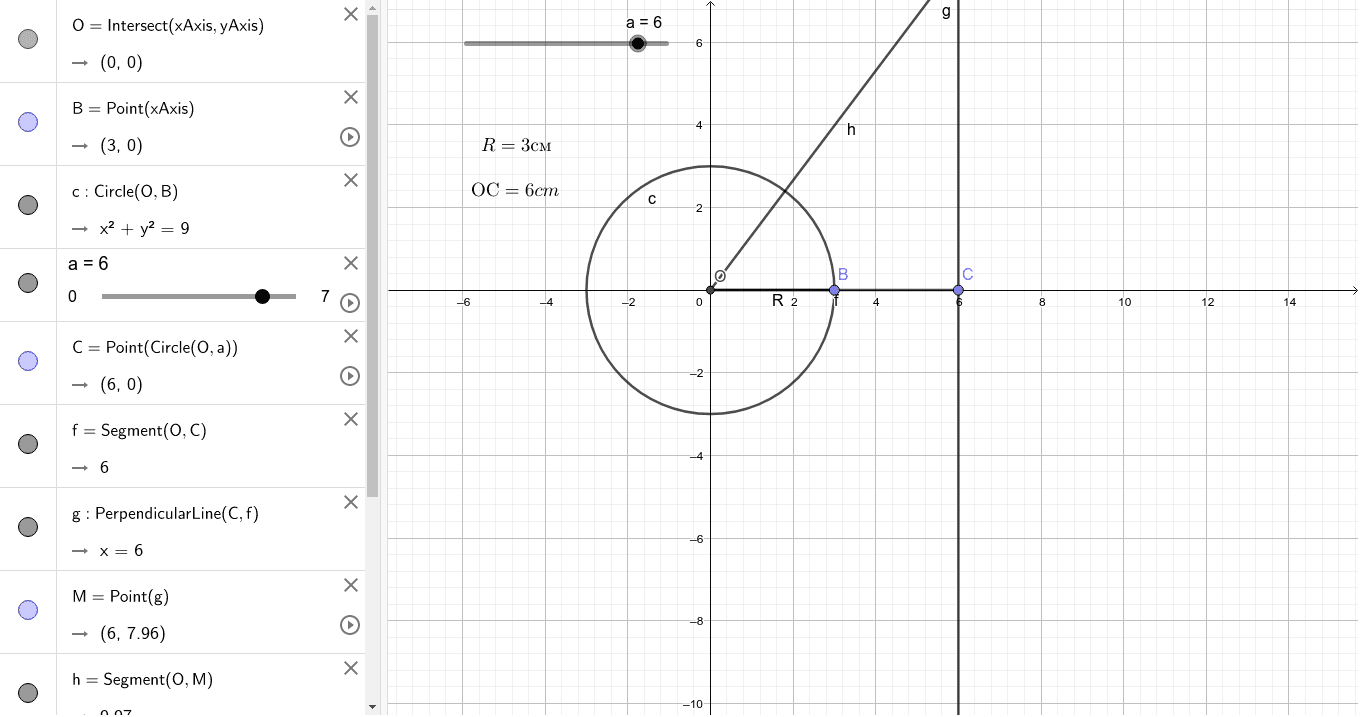 взаимни положения между точка и права – GeoGebra
