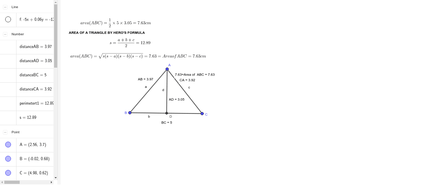 Hero S Formula Ch 12 Class Ix Geogebra