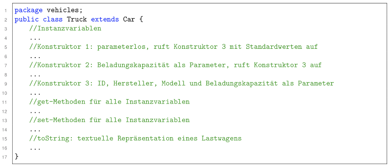 Implementiere die Klasse Truck nach folgendem Muster: