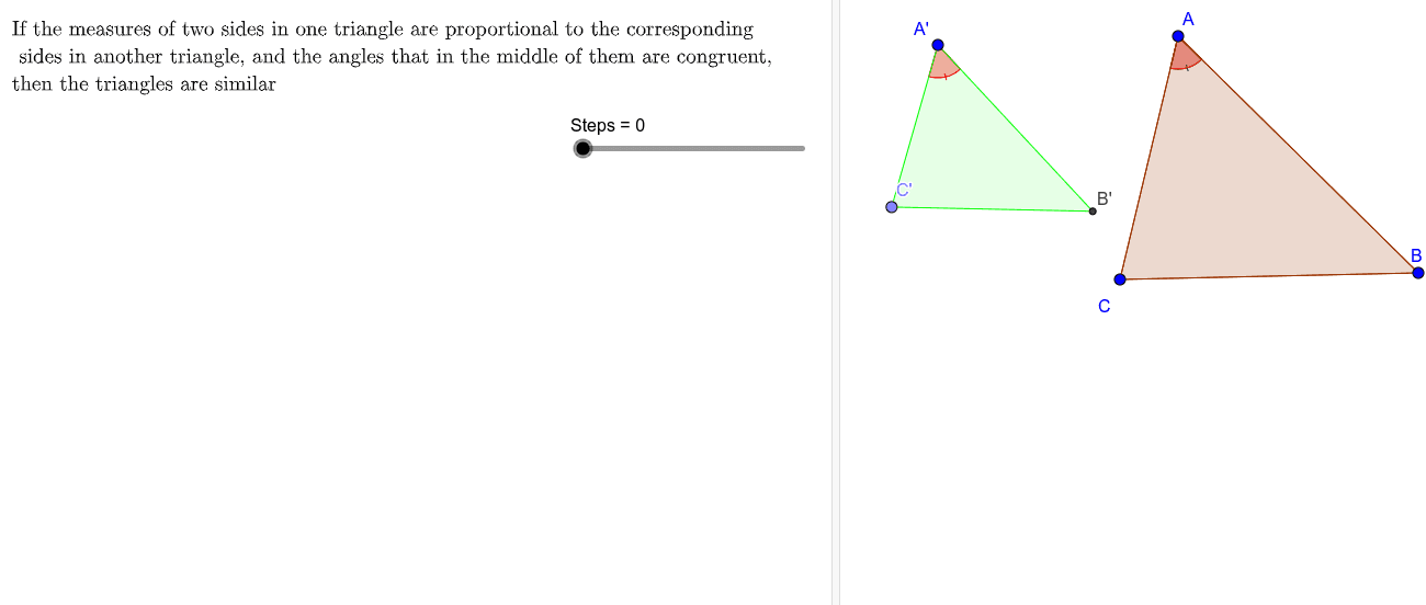 Triangle similarity Definition, criteria and demonstrations GeoGebra
