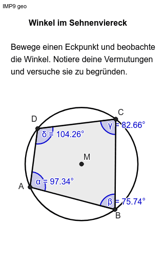 Winkel im Sehnenviereck GeoGebra