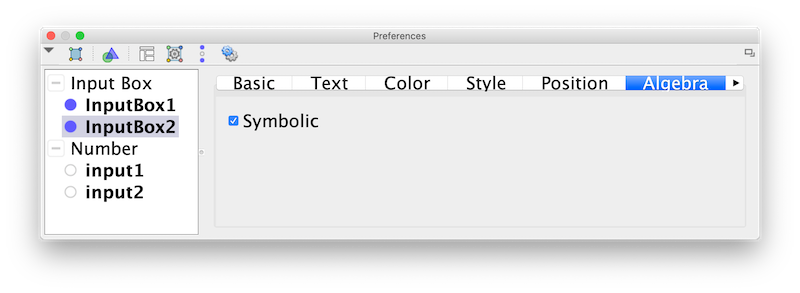 Setting Symbolic Input Box