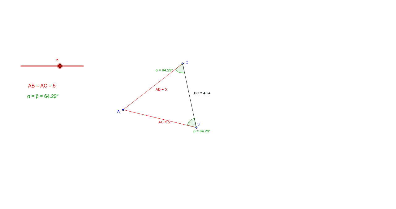 Base Angle Theorem of Isosceles Triangles GeoGebra