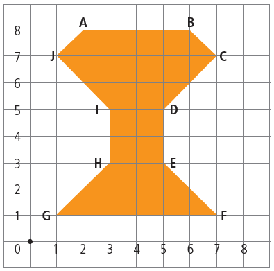 Questão 2: Para copiar este logotipo de cor laranjada, Lúcio quadriculou o desenho original, marcou alguns pontos e numerou as linhas horizontais e verticais.