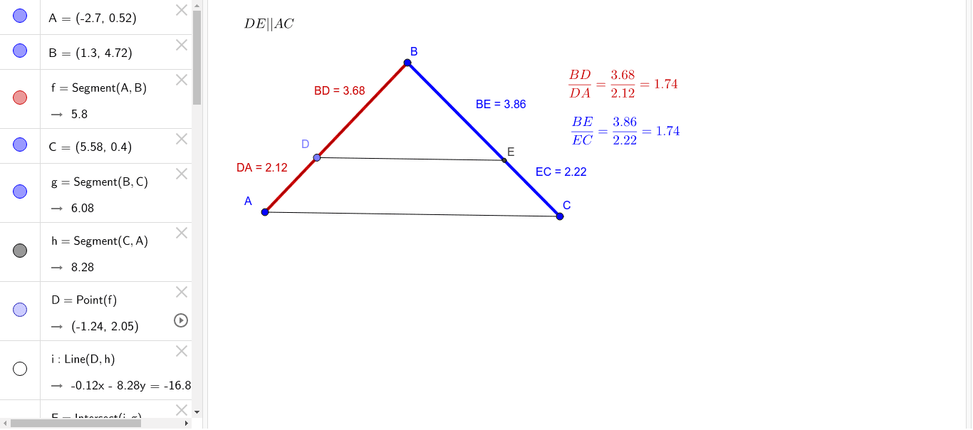 Triangle Proportionality Theorem GeoGebra