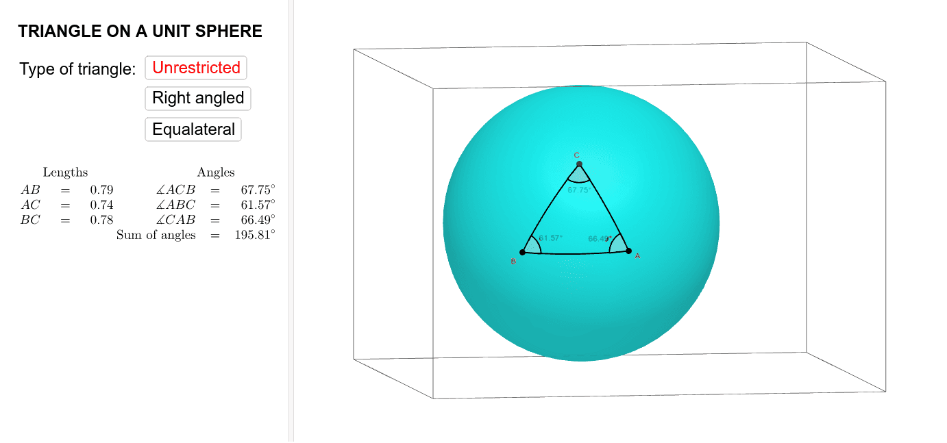 Triangle on a Sphere GeoGebra